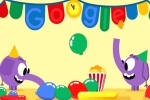 google doodle games, new year 2018, google doodle marks new year s eve with a pair of cute elephants, Google doodle