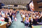 international day of yoga, international yoga day logo, international day of yoga 2019 indoor yoga session held at un general assembly, Rajnath singh