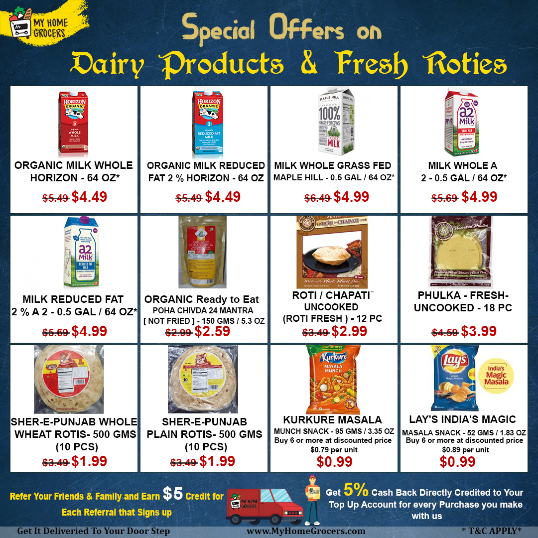 Special Offers On Dairy Products & Fresh Roties On